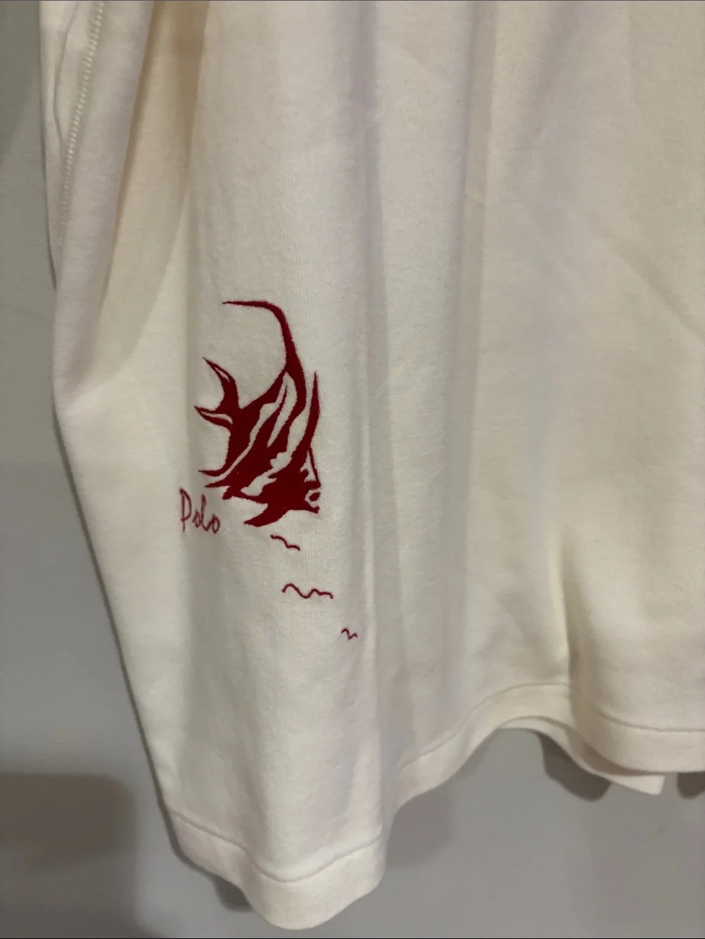 Polo by Ralph Lauren Key West Cream Long-Sleeve Henley with Red Marine Graphic